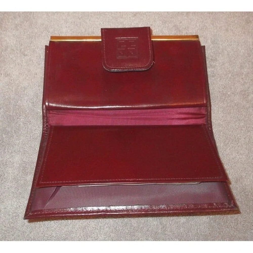 Vintage San Souci Calfskin Leather Checkbook Wallet Clutch Kisslock Old Money